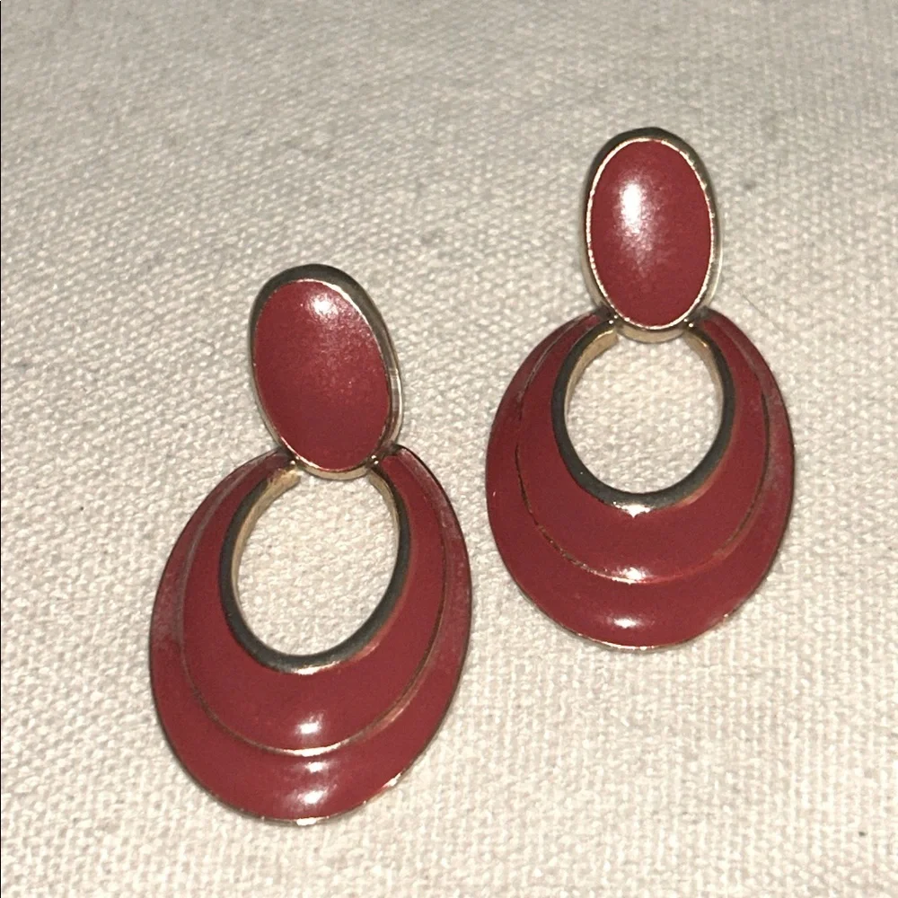 Vintage Enamel Door Knocker Earrings 2 pairs